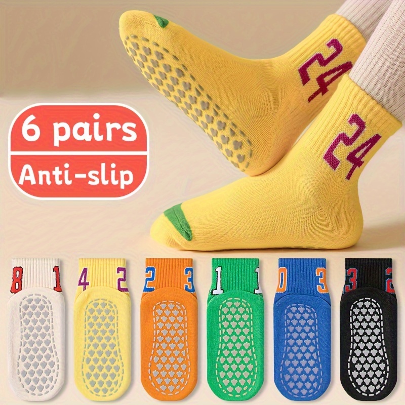 

6 Pairs Of Boys' Non-slip Floor Socks 6014