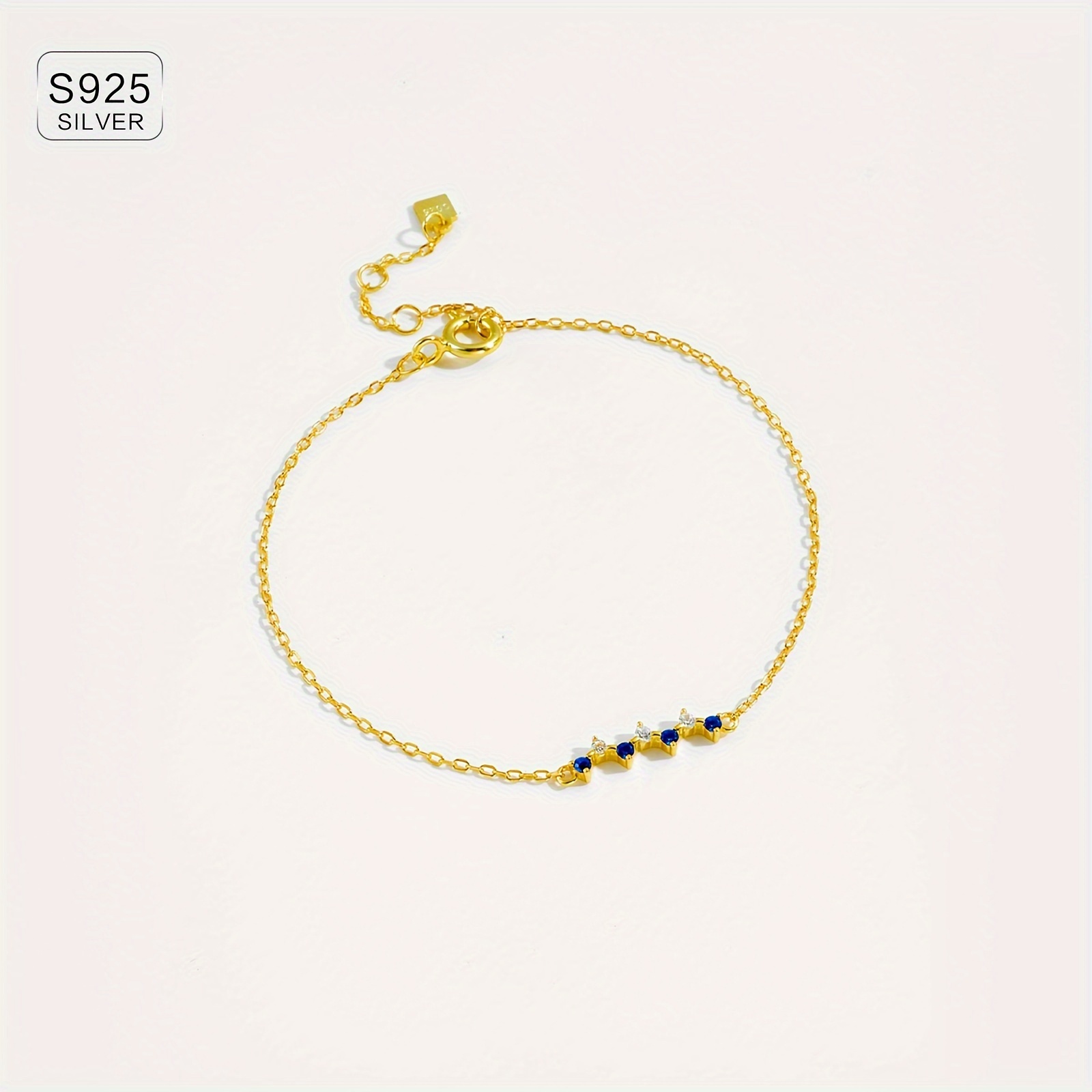 Golden Plated CZ Sterling Silver Bracelet for Women