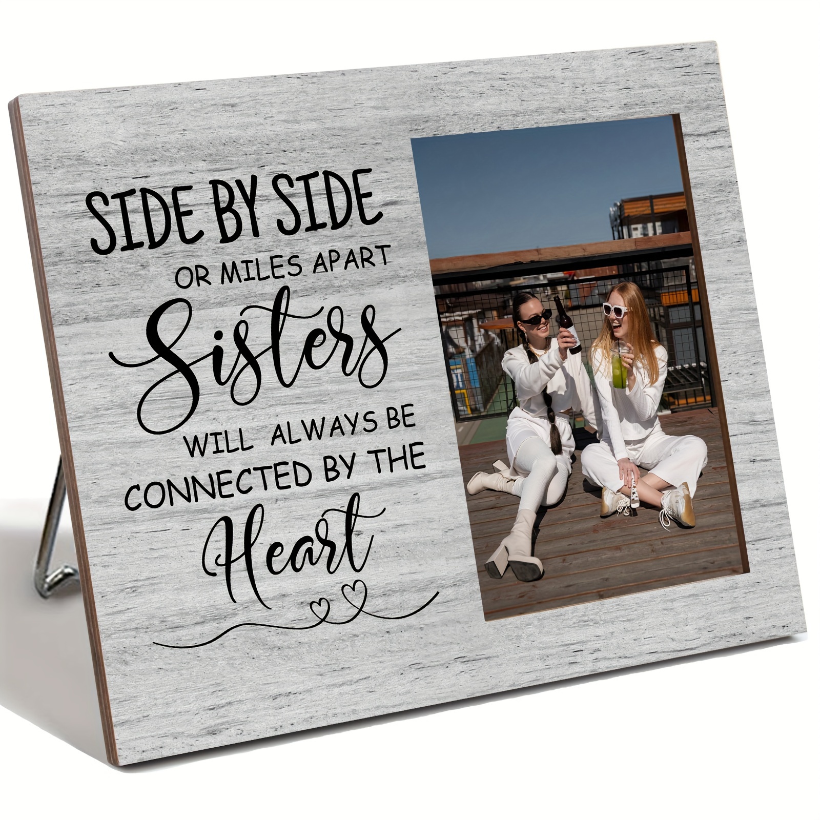 

Side By Side Or Sister Wooden Picture Frame: 4x6 Inch Frame For Sister Friends - Perfect For Christmas, Thanksgiving, And Any Occasion - No Power Required