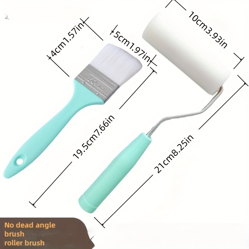 TEMU 2pcs Paint Brush+roller Brush Dead Corner Simple Falling Paint Roller Strong And Falling Brush
