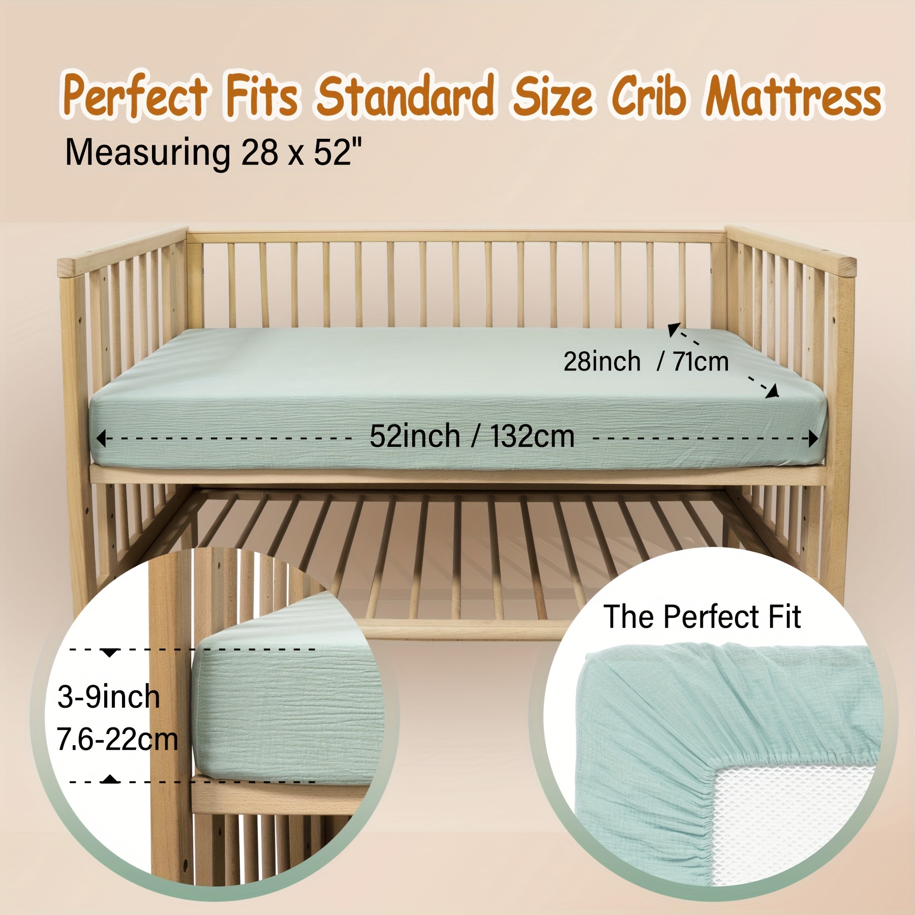 Crib Mattress Mint Green Nursery Bedding Soft Breathable 100
