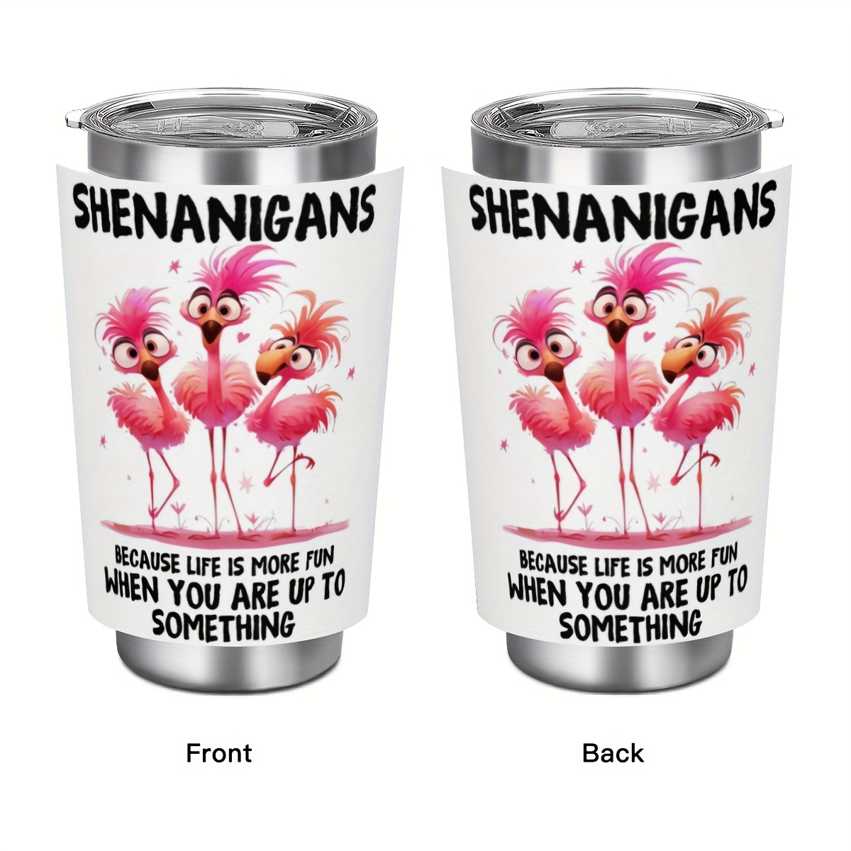 

1pc 20oz Flamingo Shenanigans Insulated Tumbler With Lid And Straw, 304 Stainless Steel Water Bottle, Double-wall Vacuum Travel Cup, Fun Outdoor Drinkware For Adults, Christmas & Valentine's Day Gift