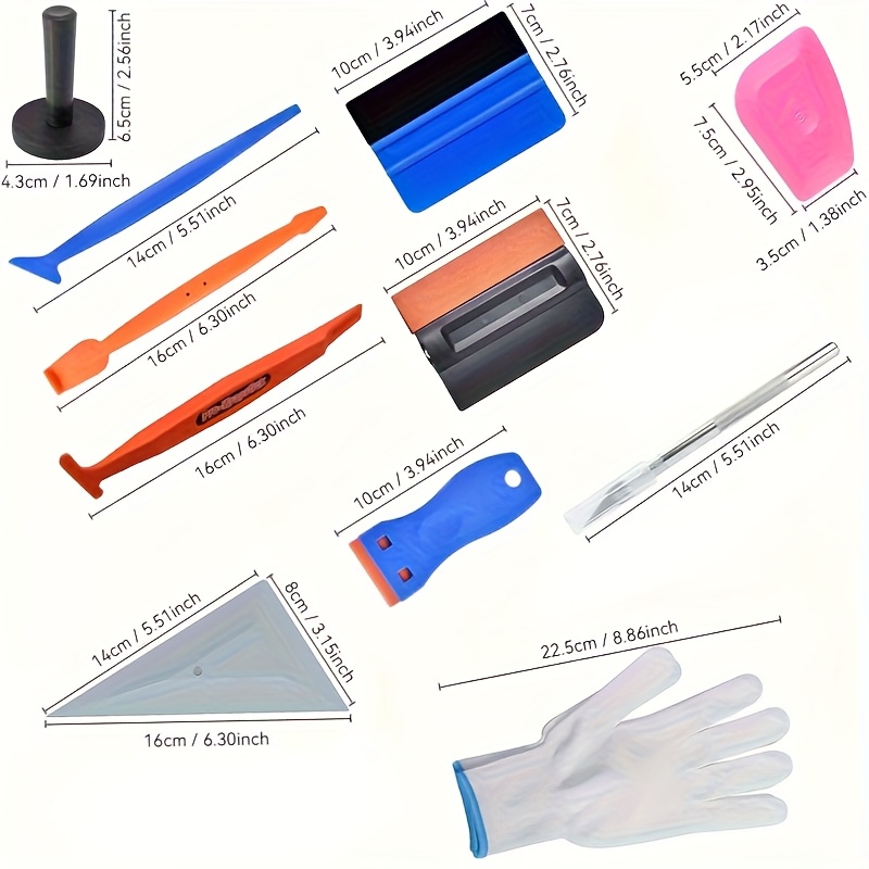 Car Vinyl Wrap Tool Kit - Includes Squeegee, Utility Knife & Work Gloves