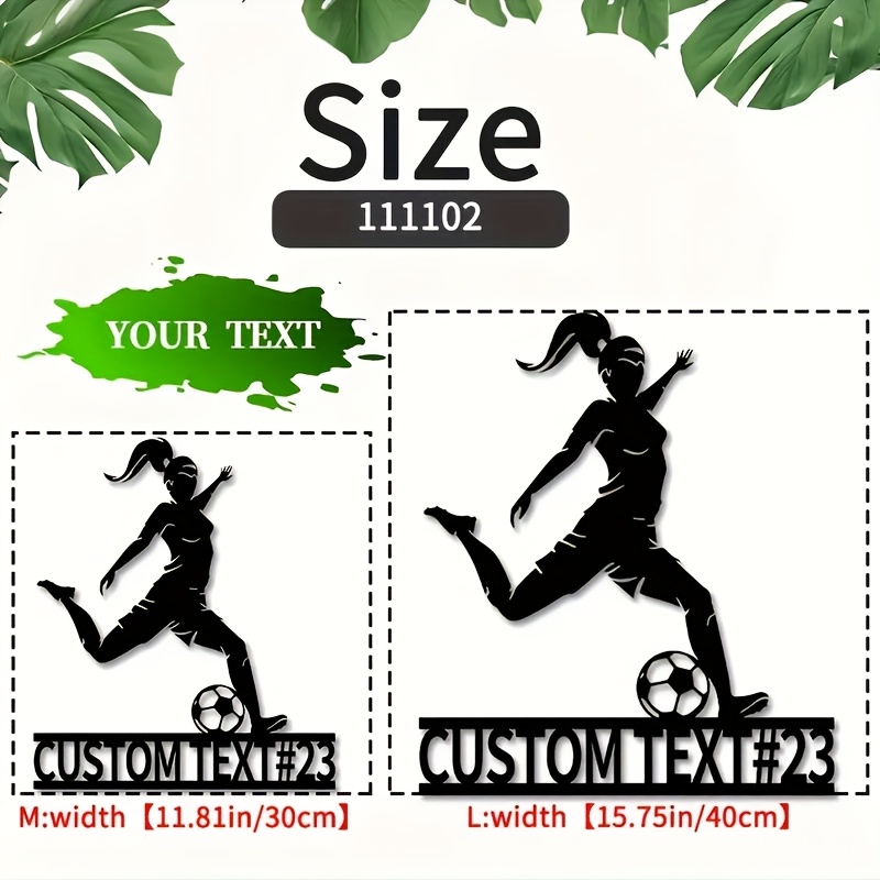 TEMU 1pc Customizable Soccer Girl Metal Wall Art, Decorative Sports Silhouette For Classroom & Home, Ideal Gift For Christmas, Valentine's Day,