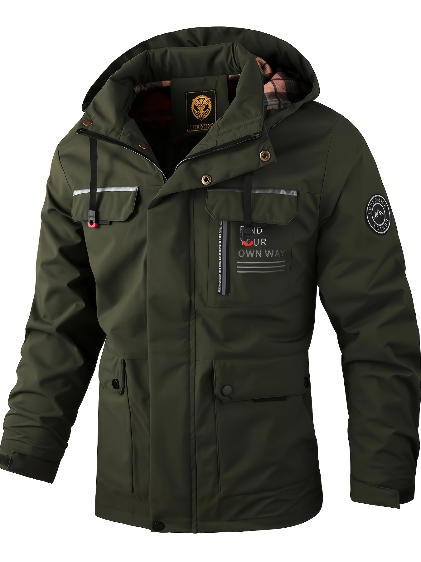 new mens hooded casual jacket durable and windproof parka for spring autumn and winter featuring multiple pockets and quick dry fabric suitable for hiking trekking and camping machine washable