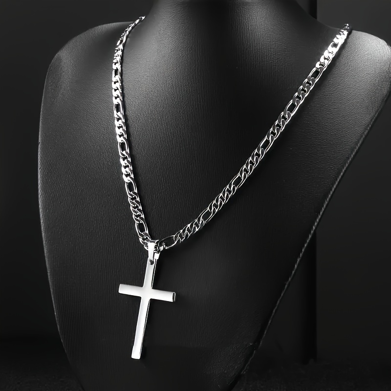 Image of Casual Fashion Men' Steel Cross Pendant Necklace Daily Casual Party Versatile Necklace