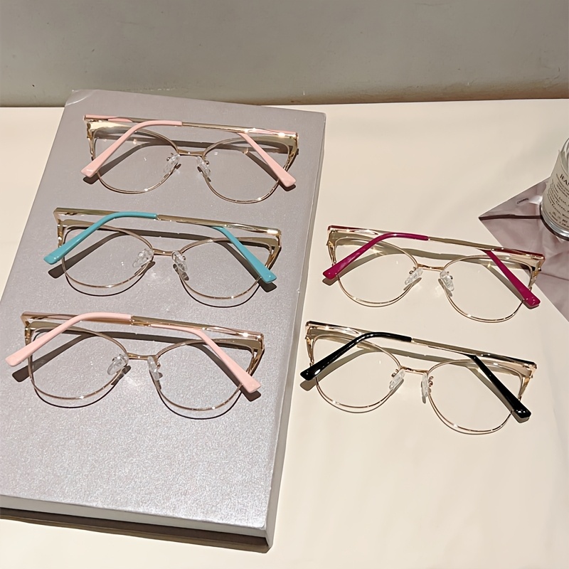1pc Women New Cat Eye Shaped Glasses Fashion And Elegant Frame Design Advanced Metal Frame Red Eyeglasses