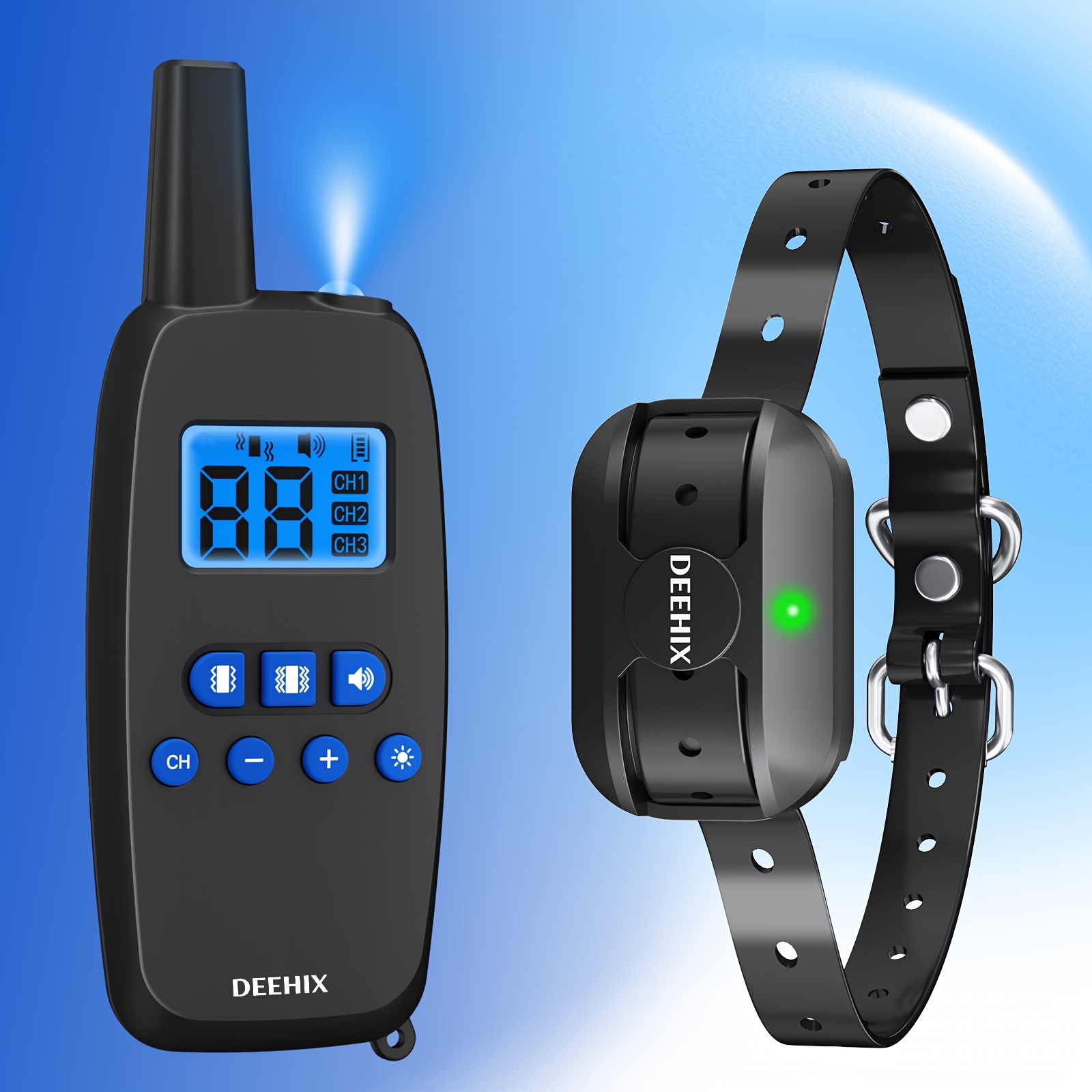 (1   OR 3pcs set) dog training collar with remote control- Adjustable Nylon Strap, support 1-99 level Vibration & Sound  , LED lights, Rechargeable, Suitable for Small to Large Dogs, collar for 3 dogs Rechargeable Training Collar, 3pcs