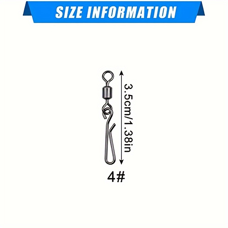 Image of Kartokner Rolling Swivel Clips, Lure, 50pcs Per Pack, Stainless Steel Fast Snaps For Quick Change, High Strength Speed Clips For Fishing Line Connection, Freshwater Trolling Gear