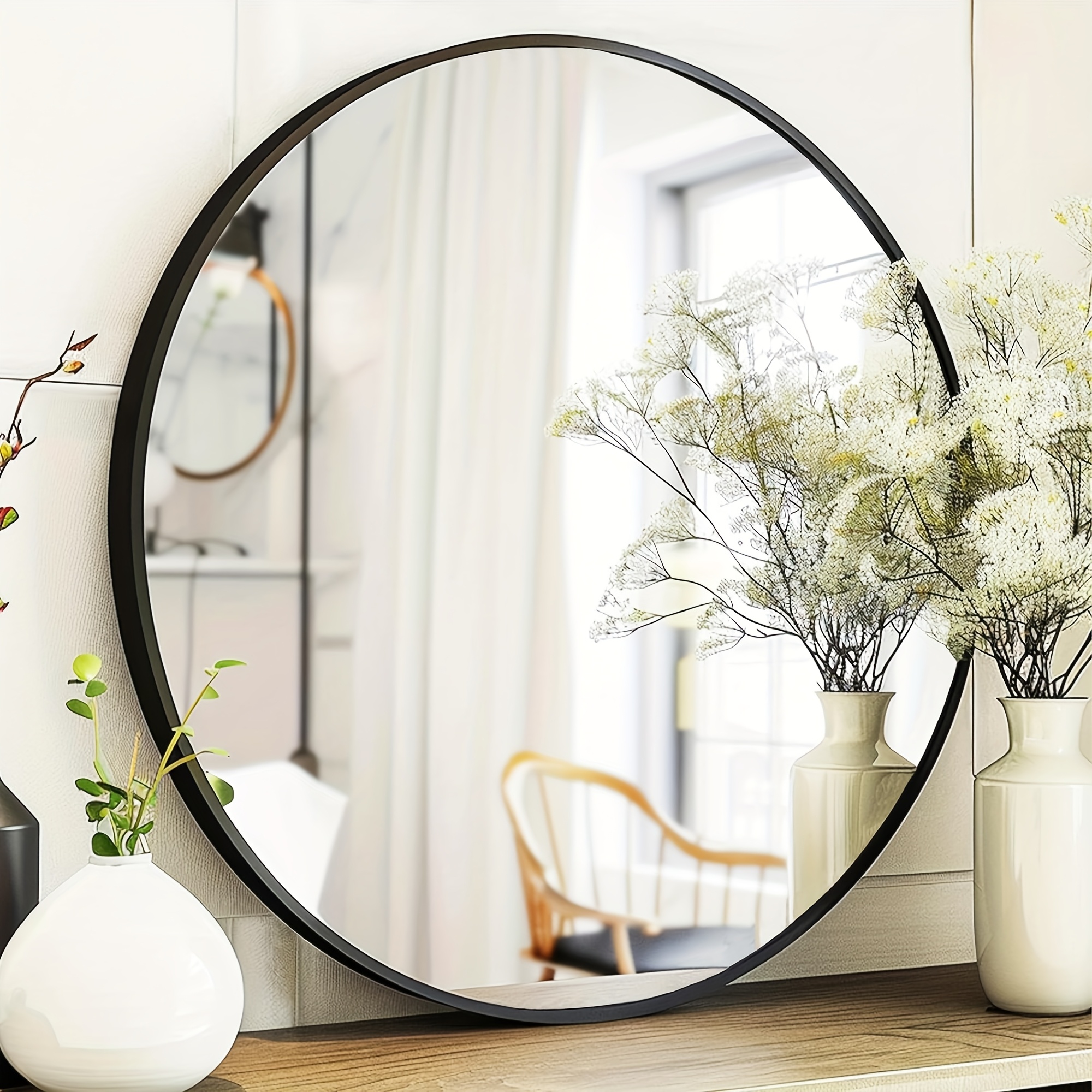 Wandspiegel Rund – 66 Cm Durchmesser, Dekorativer Kreisspiegel Für Wohnzimmer & Eingangsbereich