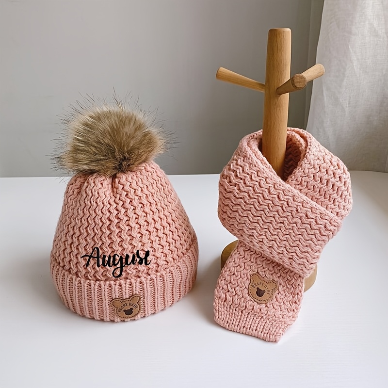 TEMU Embroidered Custom Set: Hat   Scarf, Supports Self- Names And Short Phrases, Multiple Colors To Create -of-a-kind Accessory. Features