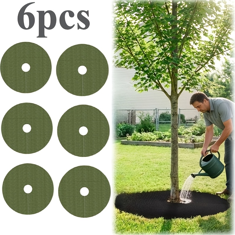 TEMU 6pcs Non-woven Weed Barrier Cloth Suitable For Lawn, & Tree Root Protection, Breathable Moisturizing Ground Cover, Cold-resistant Suitable For