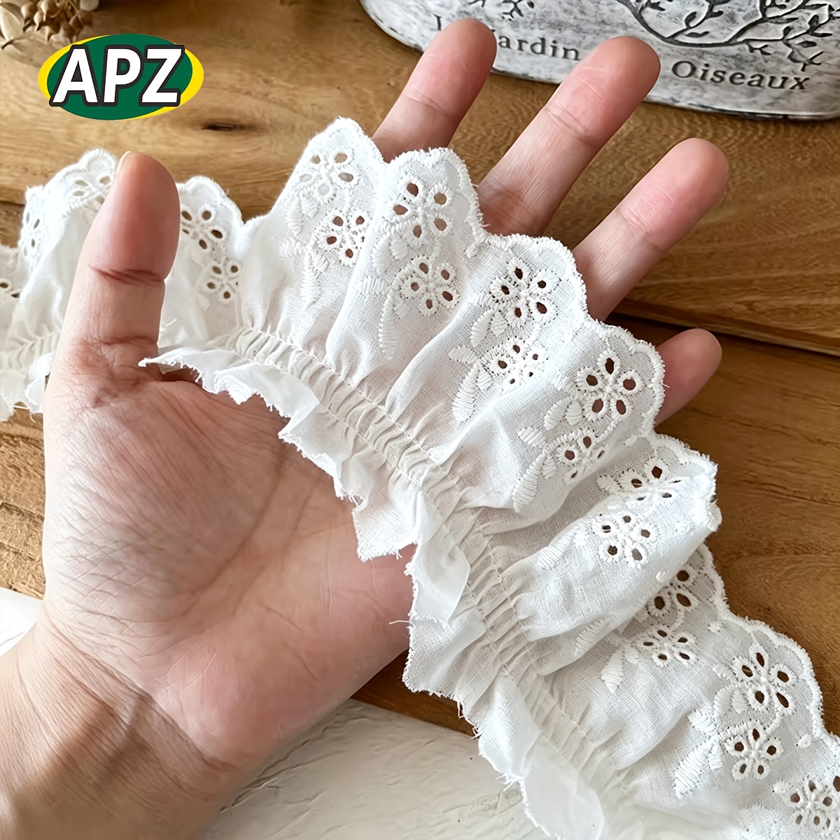 TEMU Encaje bordado con ribete de APZ, adecuado para cojines de sofá DIY, cortinas, dobladillo de falda, tela y accesorios decorativos de ropa