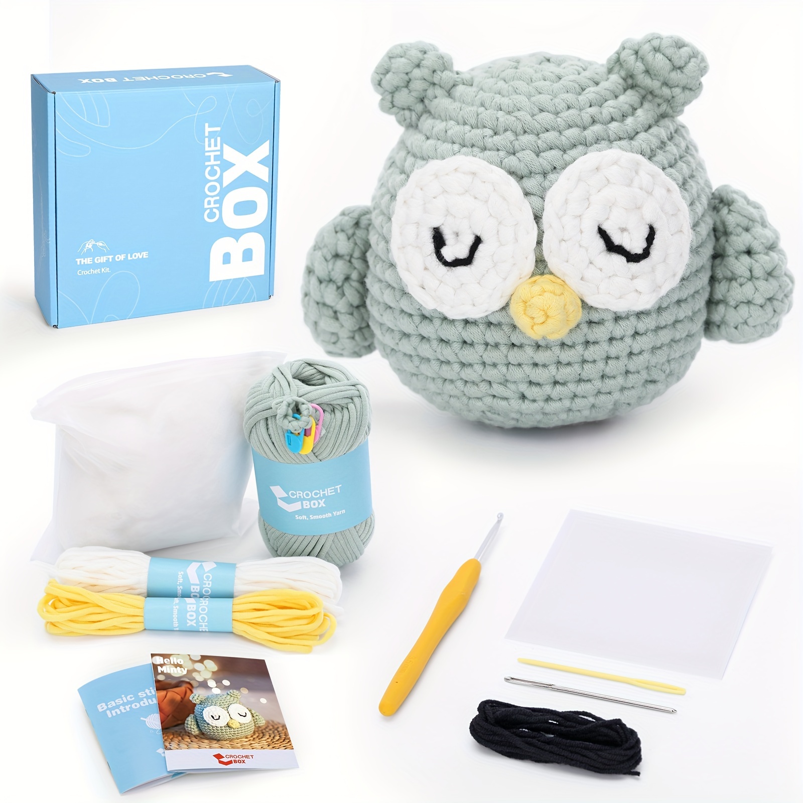 

Complete Beginners Crochet Kit - Owl Crochet Kit, All You Need For Crocheting, Step-by-step Video Tutorials, Instruction, Tools, Holiday Birthday Gift For Adults, Teens