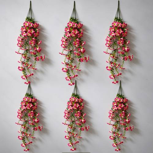 item picture 6 head artificial trumpet flower wall mounted vine high density simulated flowers for wall window patio wedding decoration