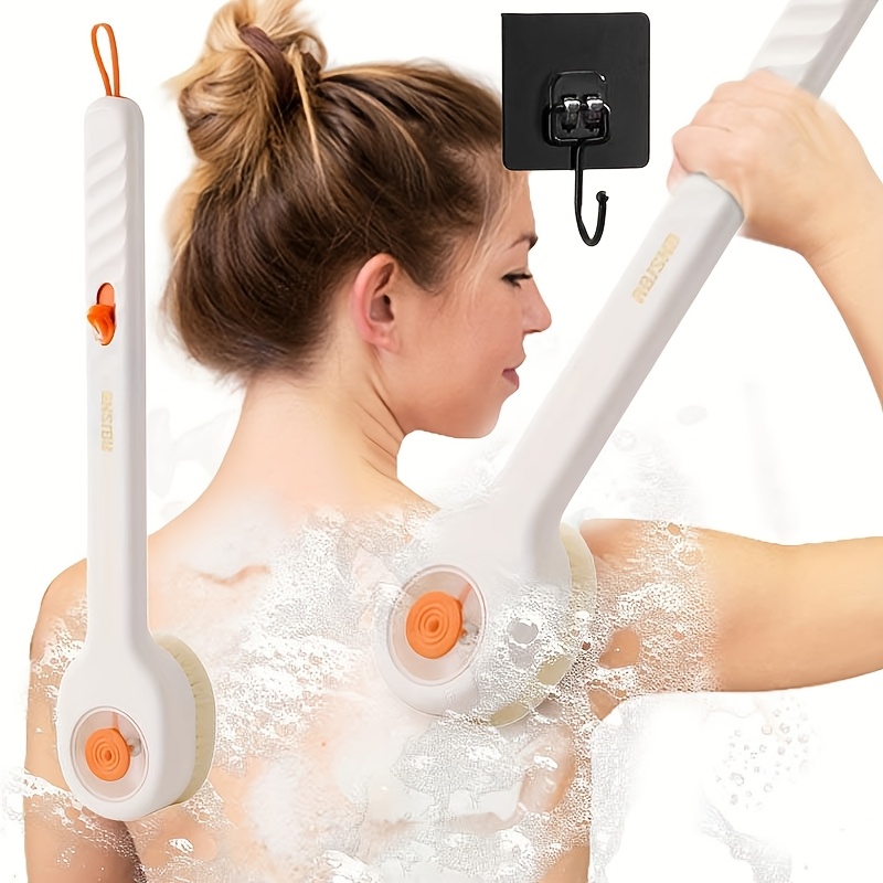 Image of 2pcs Set: 1 Bath Brush + 1 Large . Liquid-filled Soft Bristle Bath Brush, In , Equipped With A Back Scrubber And Long . Suitable For Bathing Use