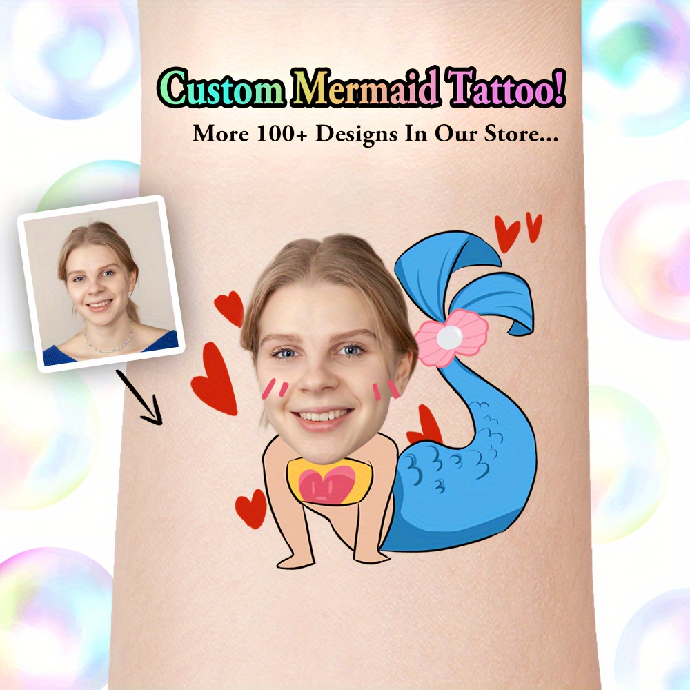 mermaid tattoo sold on Temu United States, image size:1000x1000