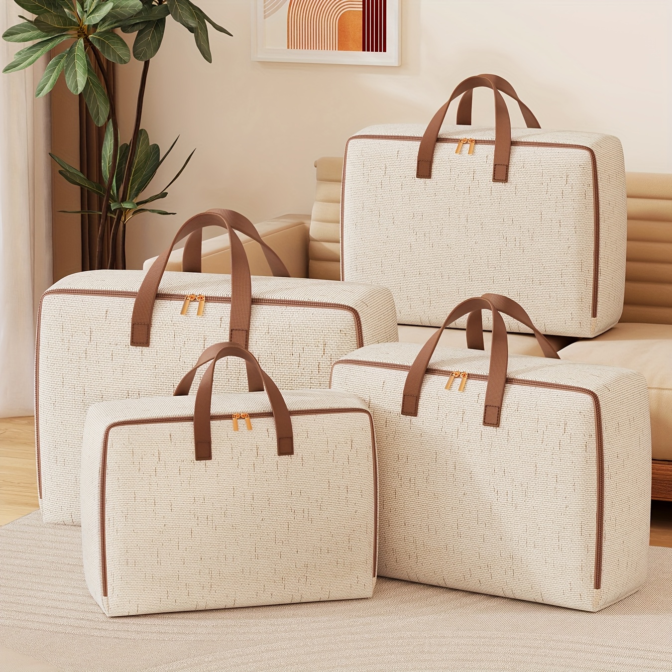 Duty Storage Moving Bags Quilt storage Blanket storage with Handles, Extra Large Moving Bags, Strong Handles & Zippers, Storage Totes for Space Saving, Fold Flat, Alternative to Box and Bin, Sewing Storage