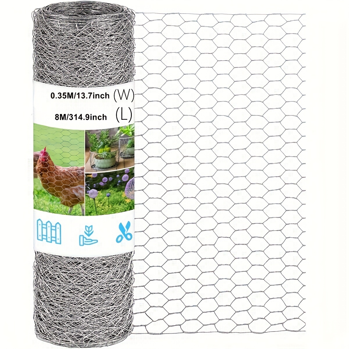 Image of 【3d】 [3d] Galvanized Chicken Wire Mesh Chicken Wire Poultry Netting Hexagonal Galvanized Wire Mesh For Floral Arrangements Craft And Garden, 0.35x4m/0.35x8m