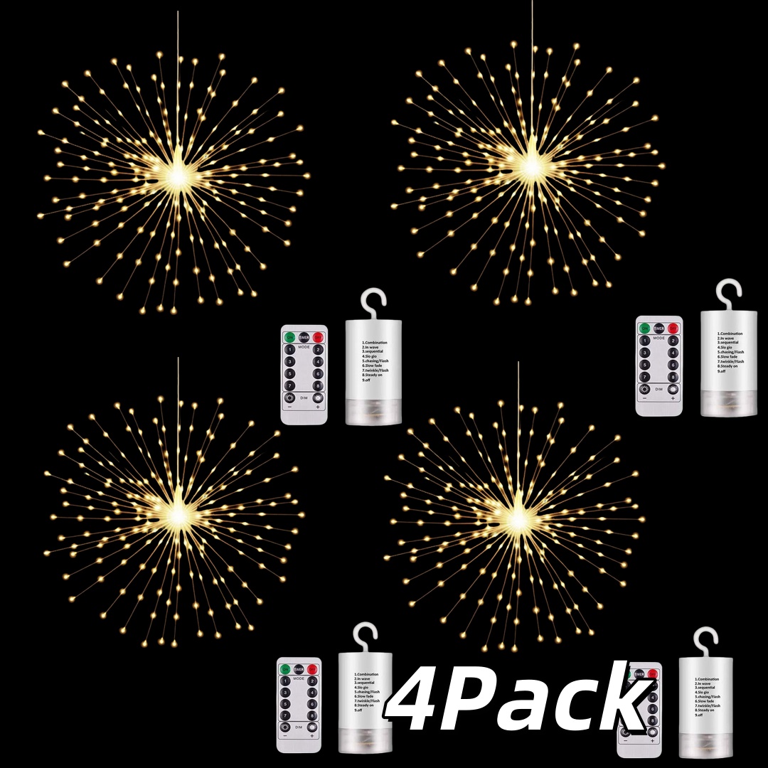 200/400/600/800 Led Starburst Sphere Lights, 1/2/3/4pack Firework Light Battery Powered, Tent Chandelier Remote Control, Hanging Lights For Gardens Courtyards Christmas Party Home Decor
