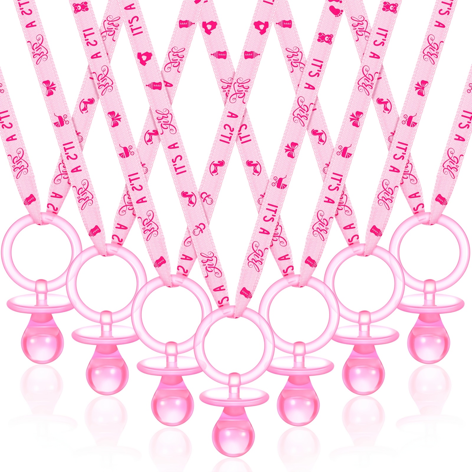 TEMU 36pcs Shower Pacifiers Necklace Acrylic Pacifiers Party Favors Pacifiers Charm Pacifiers Necklace For Shower Party Decorations Table , Pink,
