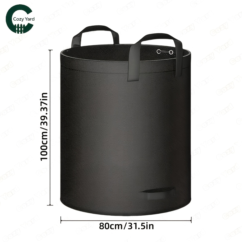 TEMU Heavy-duty Reusable Yard Waste Bags - Oversized Black Garden Trash Bags With Handles For Lawn Leaves, Grass Clippings & Outdoor , Durable Pp