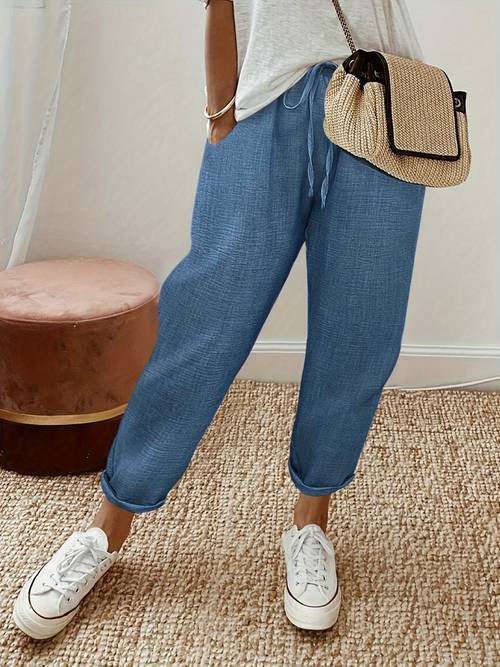 elastische taille, damenlange hose mit , lockerer schnitt, vielseitig einfach