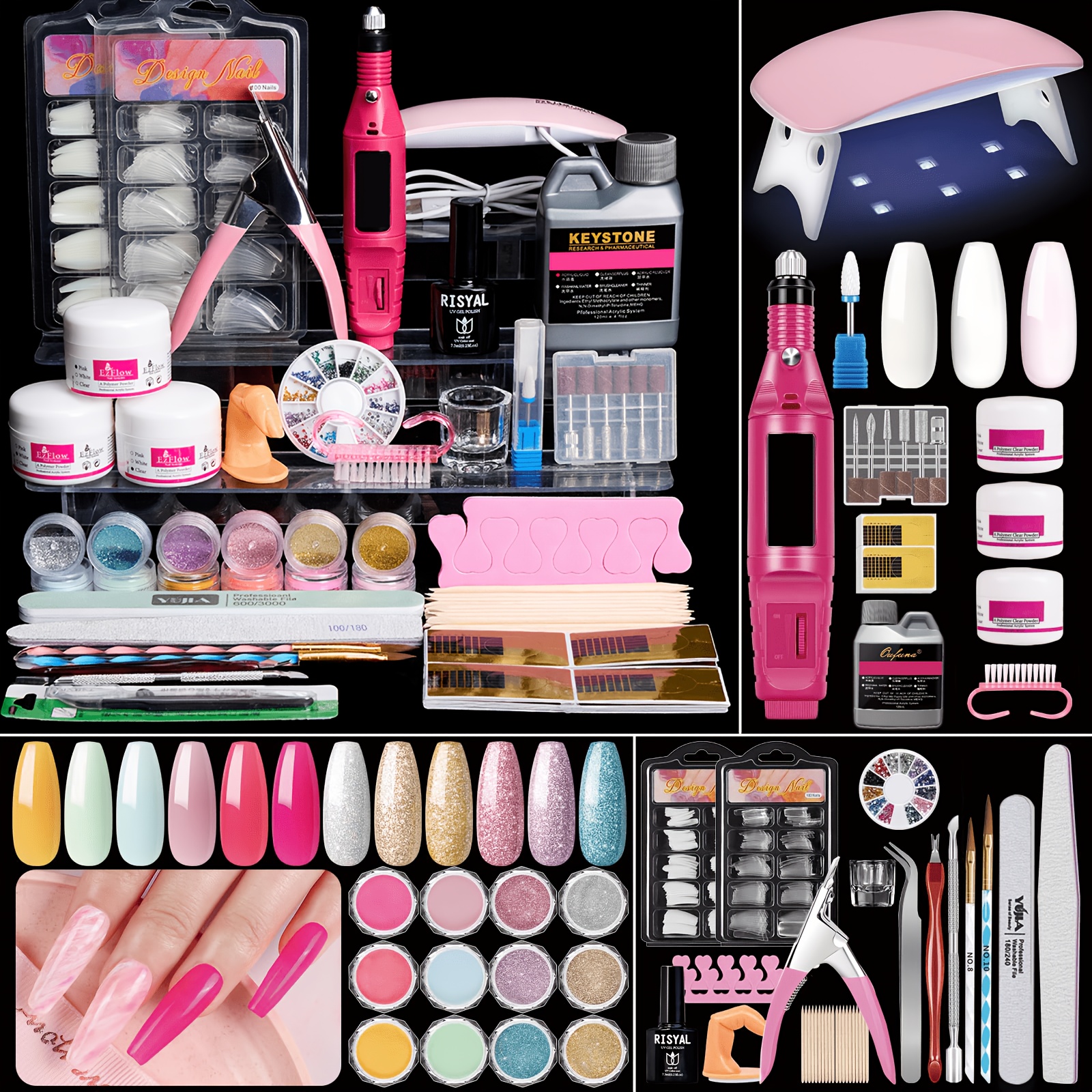 complete acrylic nail kit for beginners with drill powder   multi color diy nail set suitable for   supplies with nail decoration for women christmas gift for nail polish application