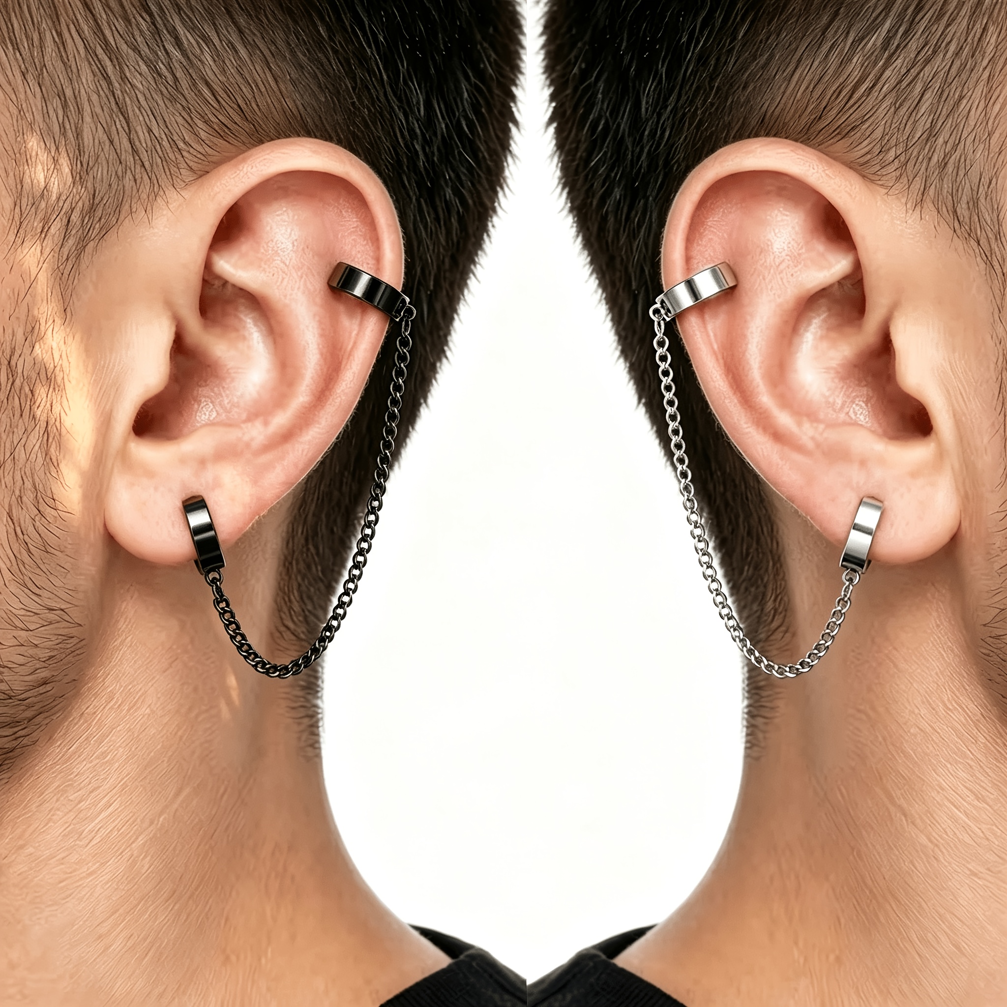 2pcs Punk Style Chain Ear Bone Clips