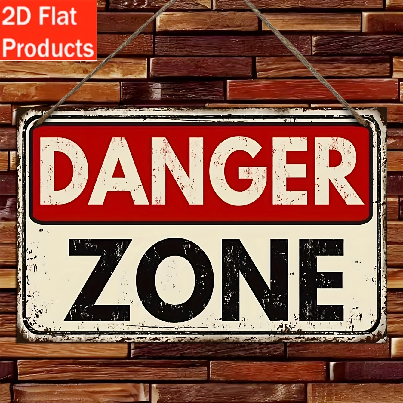 2d Flat, 2d Flat Surface, 1pc Of Wooden Craft Hanging Ornament, Wooden Decorative Plaque, Zone Warning Sign, 2d Flat