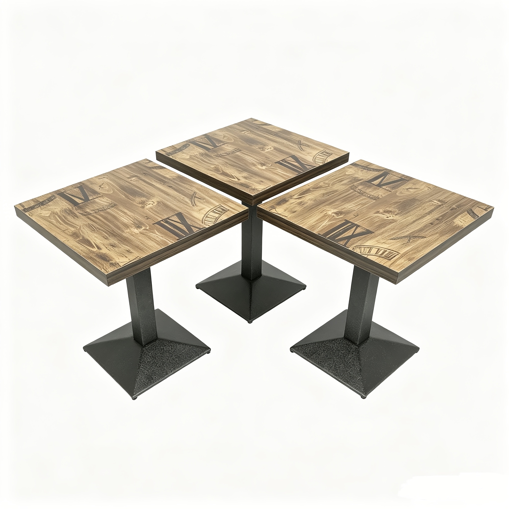 Image of 3-pack Square Wooden Tables - 60cm X 60cm X 75cm Classic European Design, Versatile Dining Desk For Cafe, Bistro, Restaurant & Home Kitchen, Sturdy Commercial Quality