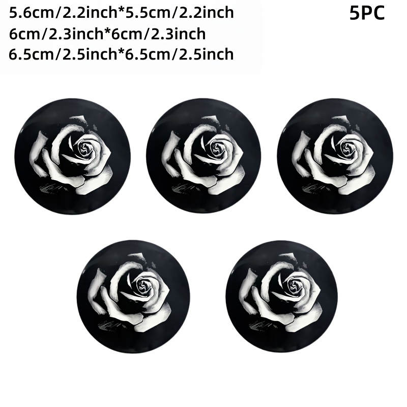TEMU (5pcs) Rose Pattern Automotive Tire Accessories Automotive Wheel Center Cover, Automotive Steering Wheel Center Cover Decoration, Motorcycle