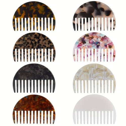 1pc semi circular petite cute portable acetate comb exquisite pattern hairbrush suitable for daily use and holiday gifts