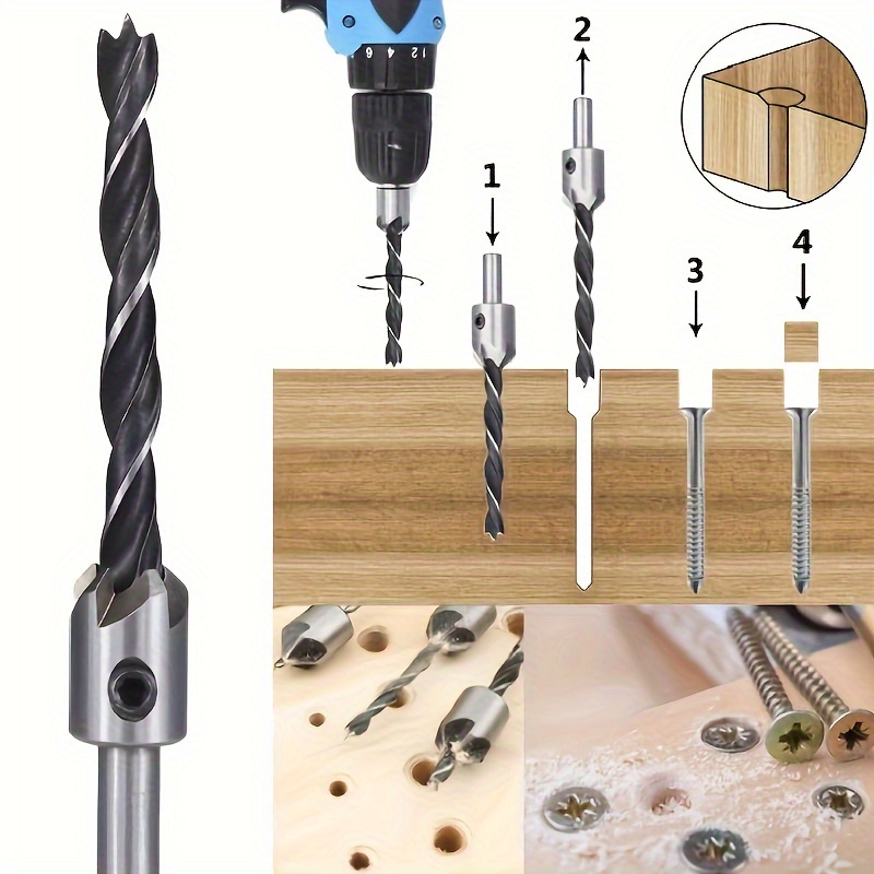 7pcs Countersink Drill Bit Set, High Speed Steel, Black Oxide Finish