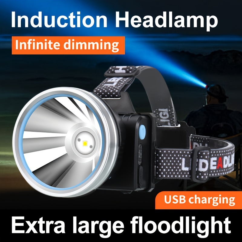 

1pc Headlamp, Infrared Induction 3 Rechargeable Headlight, Built-in Battery Waterproof Head Flashlight