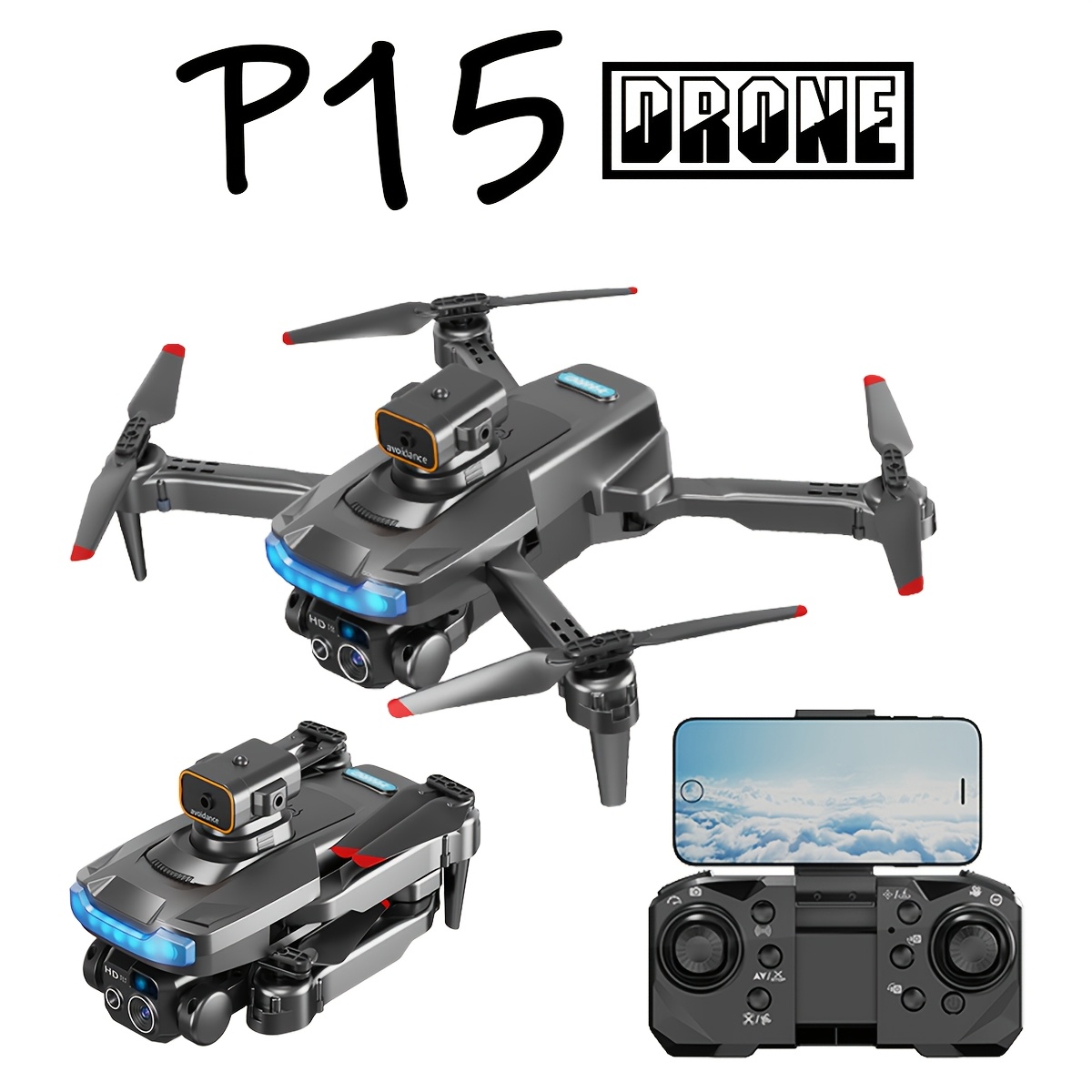 

P15 Remote Adult Drone, Remote Control Of Image Transmission, 360° Brushless Folding Camera, Tricopter Obstacle Avoidance Ultra-long Return-to-home