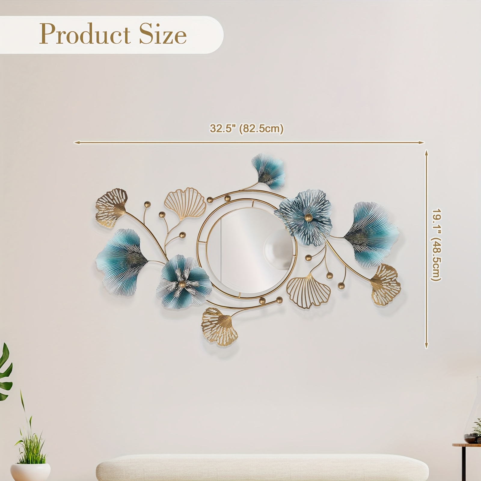 3D Metal Wall Art Ginkgo Leaf Sculpture Decor