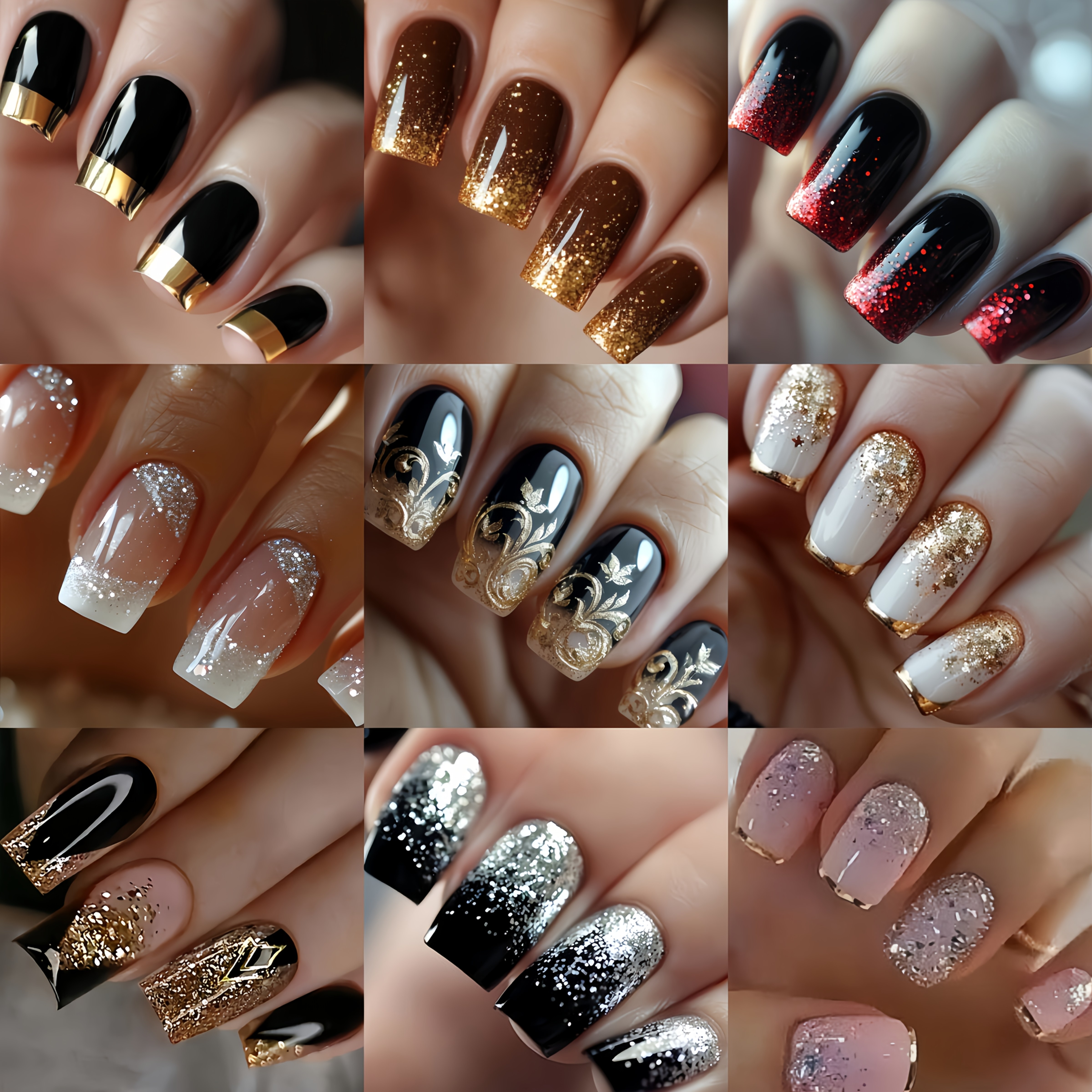 E-shop 216 Stück Französisches Farbverlauf Nagelkunst Set Gemischte Kombination Aufdrück-Nägel Multicolor Nagelkunst Aufdrück-Nägel Quadratische Nägel