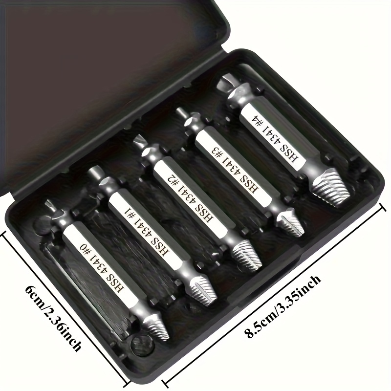 Image of 5pcs Damaged Screw Extractor Drill Bit High Double Easily Take Drill Out Broken Screw Remover , Durable Extractor Bit, Remover, Material, Industrialgrade Steel, Automotive Repair