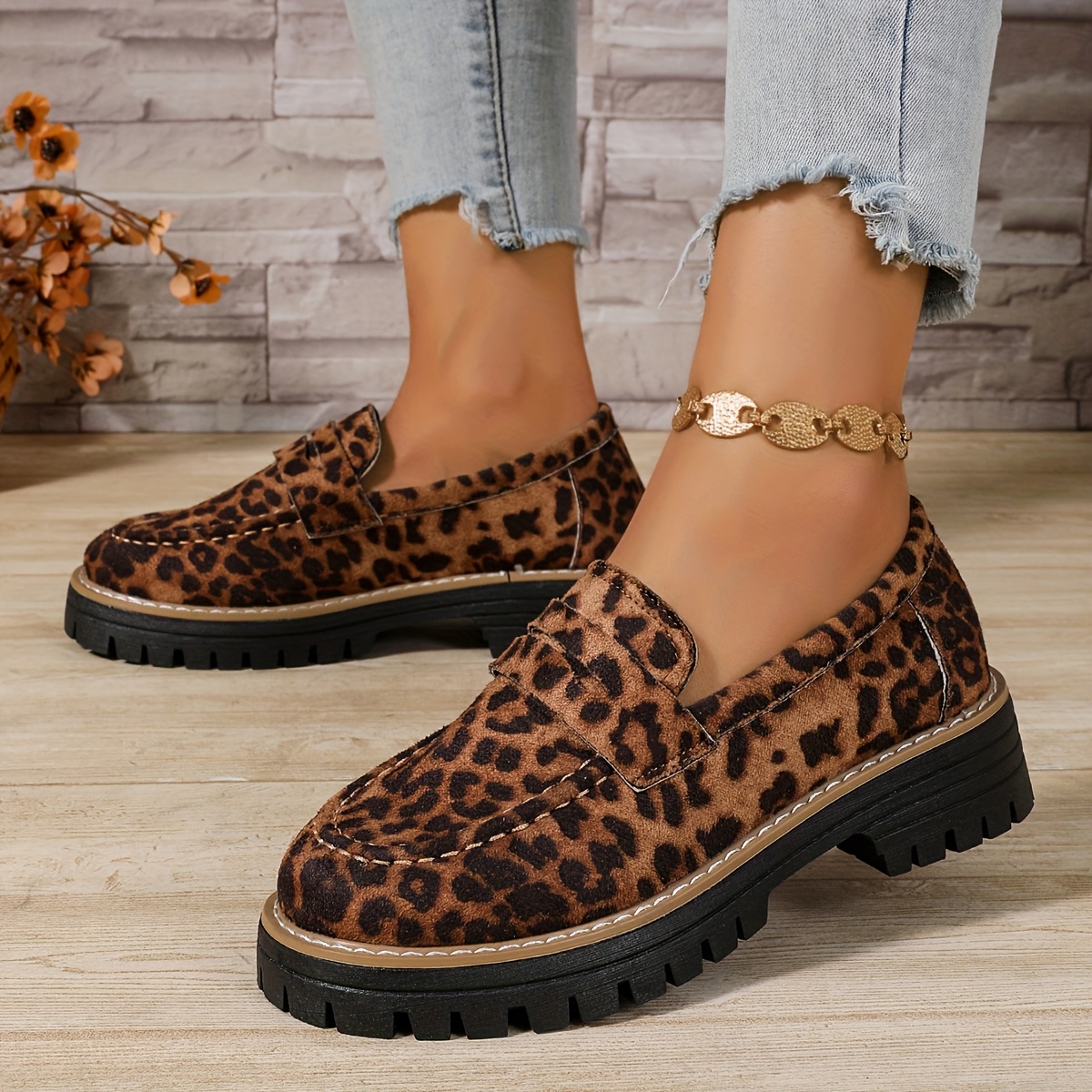 Wide Shoes Loafers For Wide Feet Womens Women's Wide Width Leopard