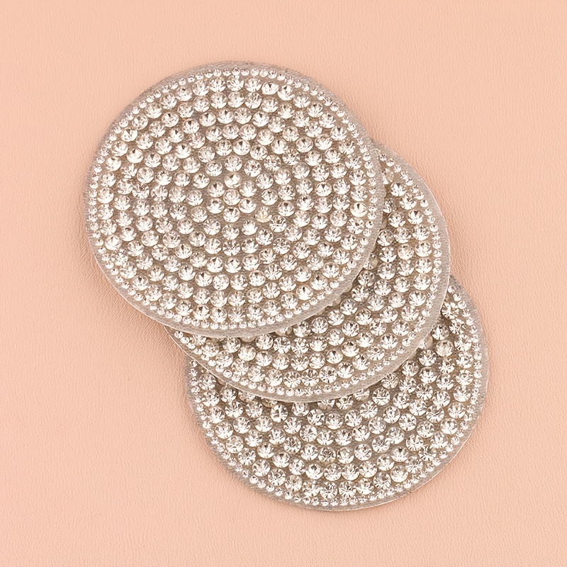 TEMU Set Of 3 Round White Rhinestone Coasters, Sparkling Diamond-studded Drink Coasters, Creative Non-slip Heat-resistant Coasters For Car , Perfect