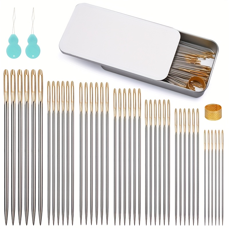 

Pcs Assorted Sizes Metal Sewing Needles Kit, Large-eye Embroidery Needles For Diy, Hand Sewing, Knitting, Mending, Craft Tools & Accessories, Colors