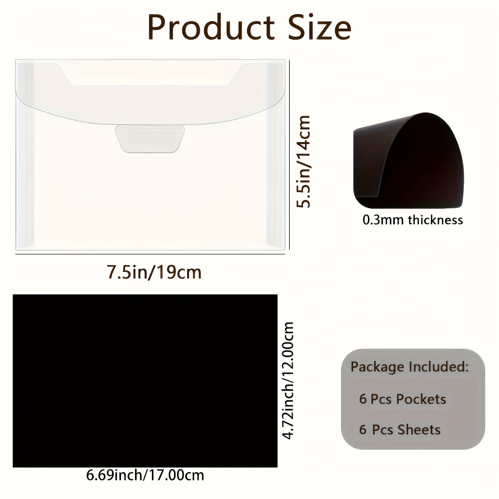 Image of Set Of 12 Magnetic Storage Sheets And Pockets - Sturdy Plastic Supplies For Card Making And Scrapbooking, Featuring 6 Magnetic Sheets And 6 Pockets For Organizing Stamps, In Black And Transparent