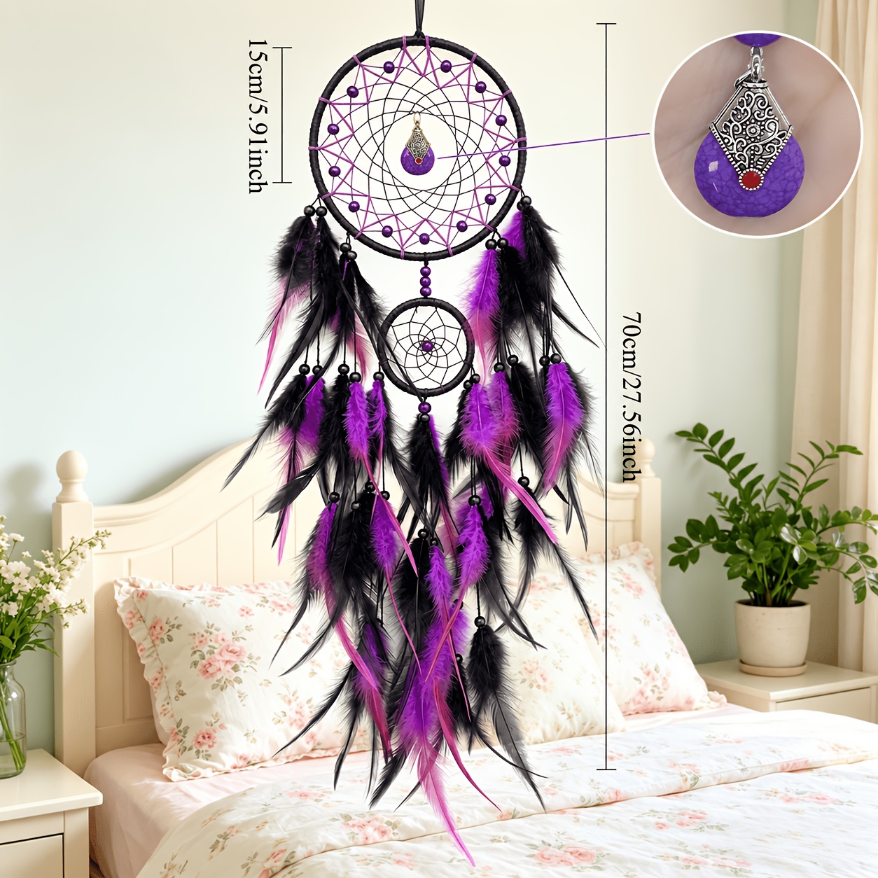 TEMU 1pc Bohemian Handmade Dreamcatcher, Wall Hanging Ornament, Tribal Style Decor For Home, Party & Festival Gifts, Mother's Day, Eid
