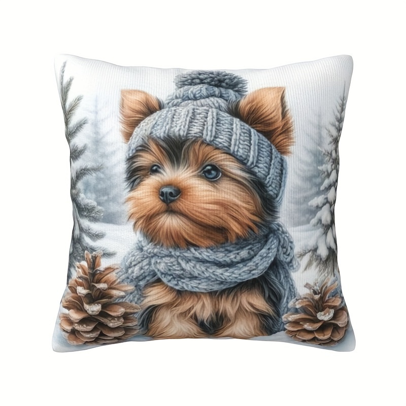 

Yorkie In Hat 18x18 Pillowcase - , Zip , Washable For & Bedroom