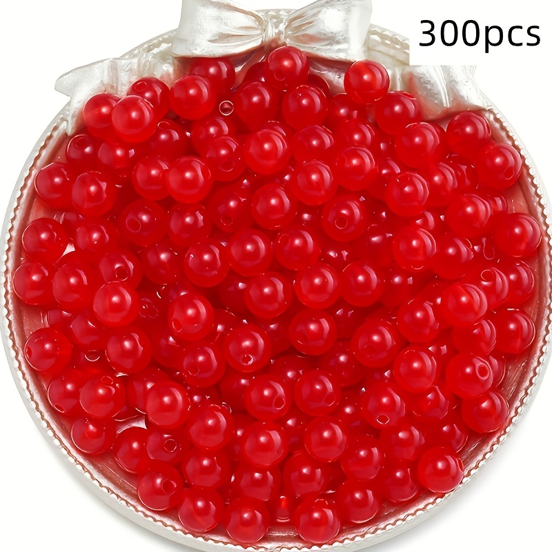 TEMU 300 pièces Perles Rondes en Acrylique 8mm Texture Gelée Perles Exquises à Trou Droit Perles Décoratives Perles Faites à Accessoires pour Cheveux