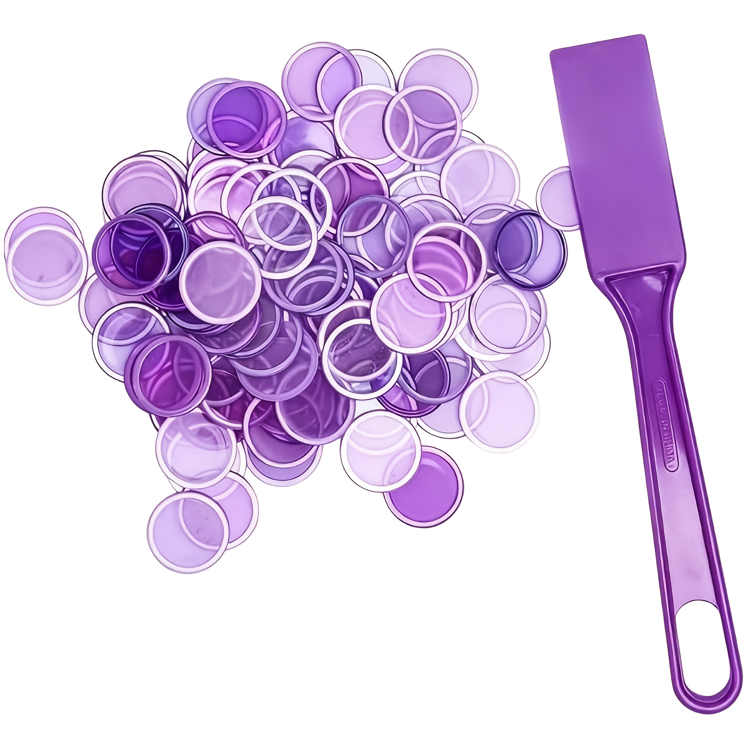 TEMU 1 Set de jeu de Bingo - Le coffret 50 disques de Bingo violets (diamètre 17 mm) et 1 shaker de Bingo violet, les disques faciles et amusants -