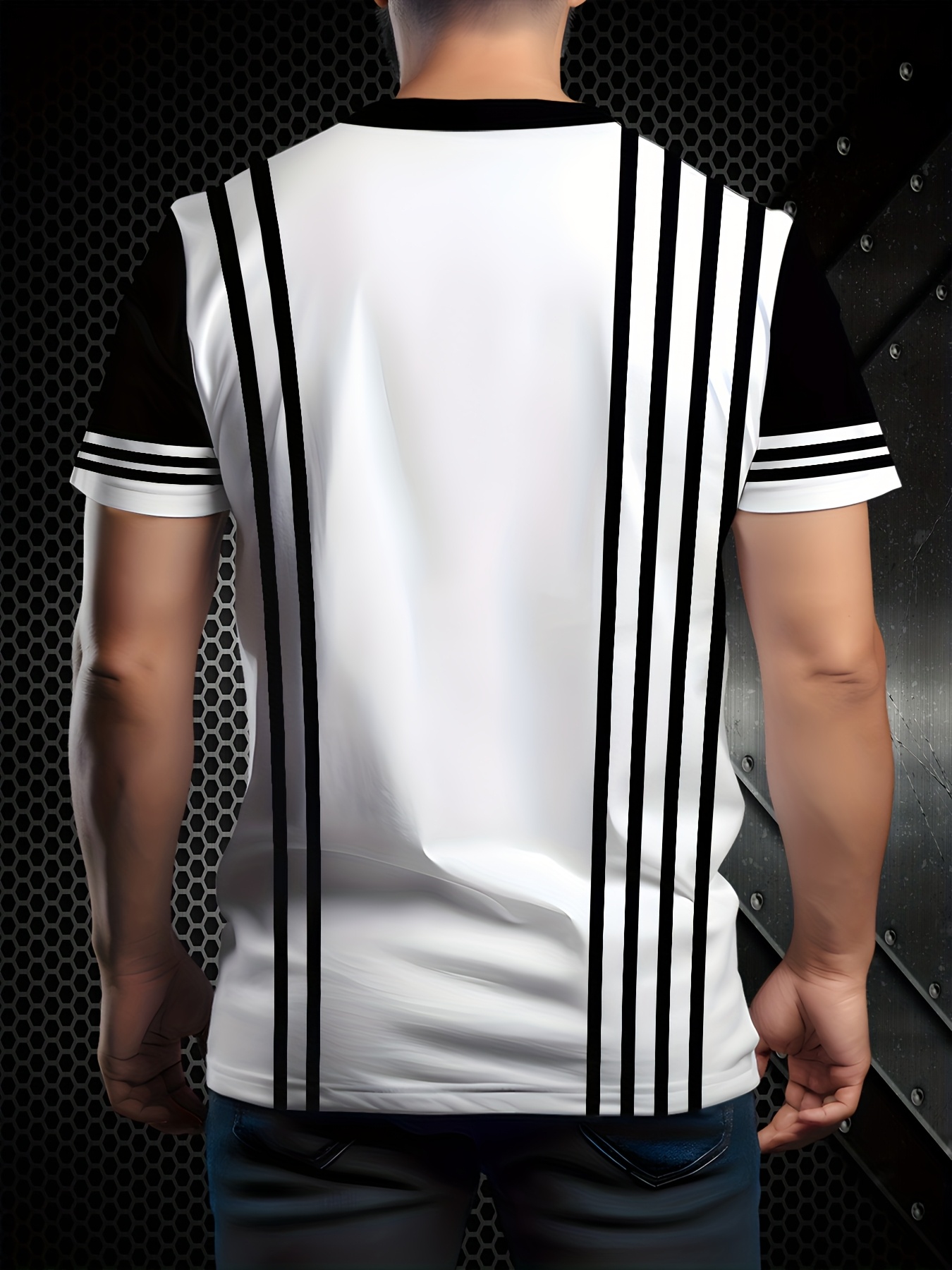 Men'S Easy Striped Print Breathable T-Shirt - Perfect for Outdoor Wear