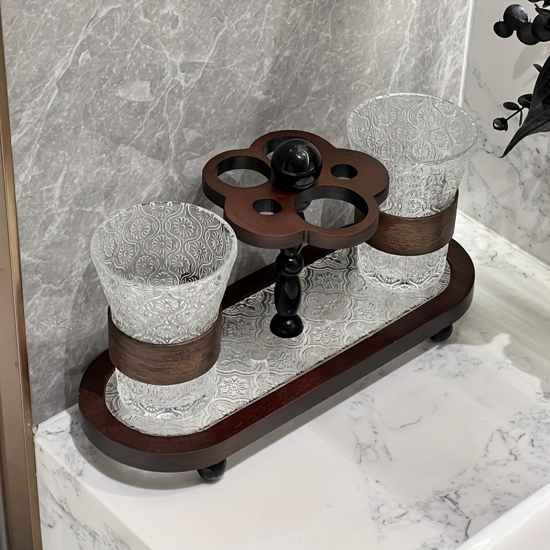 Ancient-style Tooth Cup, Toothbrush And Toothpaste Storage Rack, With Retro , Integrated With Horizontal Mouthwash Cup, For Use As A Storage Rack On Bathroom Washbasin Surface