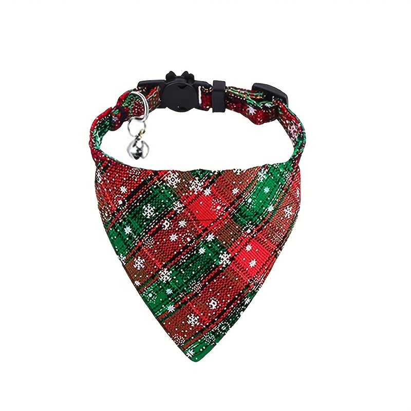 TEMU Christmas Cat Collars Breakaway , Adjustable Kitten Collar With Removable Bandana, Red Snowflake Bandana Collar For Kittens Cats